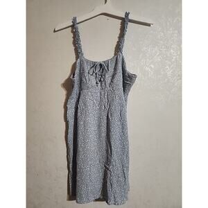 Wallflower Spaghetti Ruffle Strap Flowy Shirt / Mini Dress sz Large Blue Floral